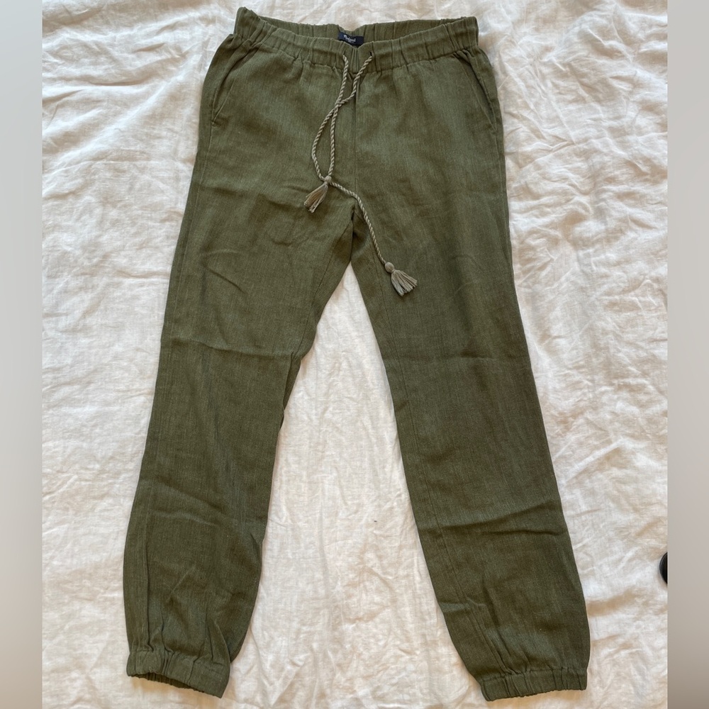 Madewell Green Linen Joggers / Pants Sz XS
